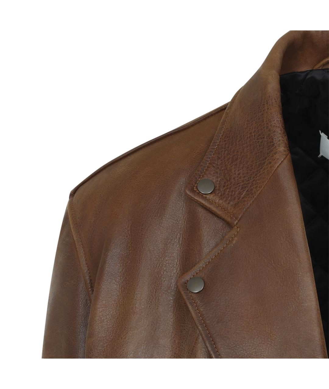 MAISON MARGIELA Коричневая кожаная куртка, фото 4