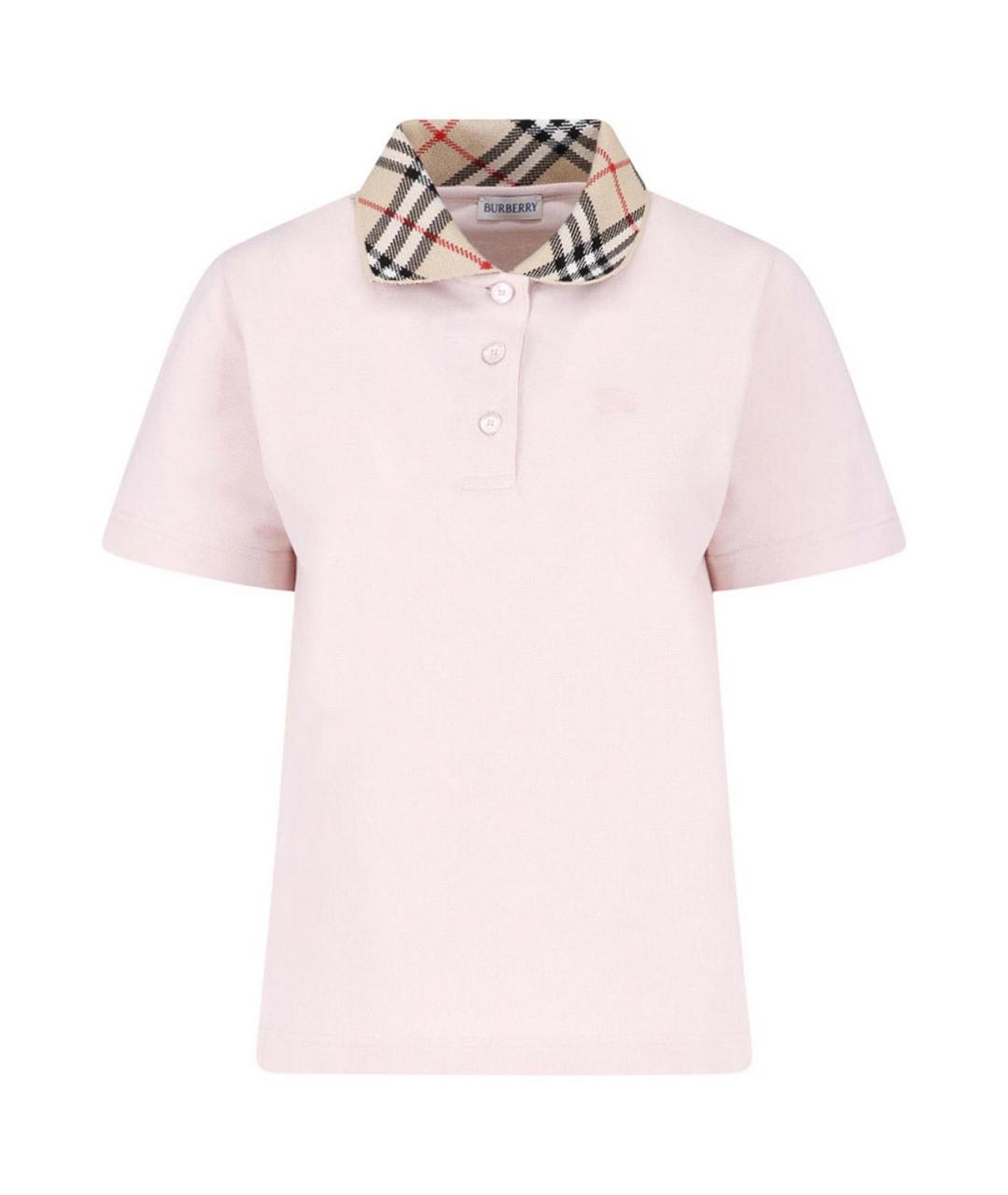 BURBERRY Розовая хлопковая футболка, фото 1