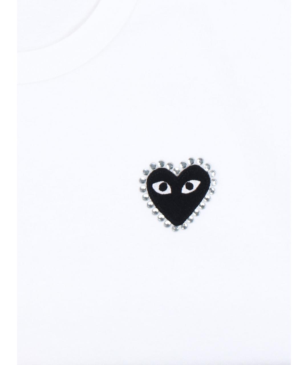COMME DES GARÇONS PLAY Белая хлопковая футболка, фото 3