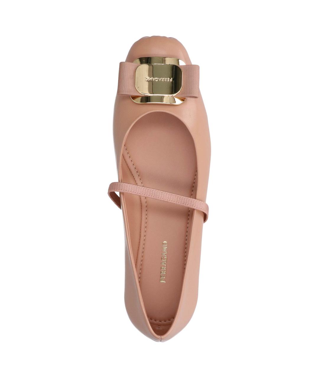 FERRAGAMO Бежевые кожаные балетки, фото 5