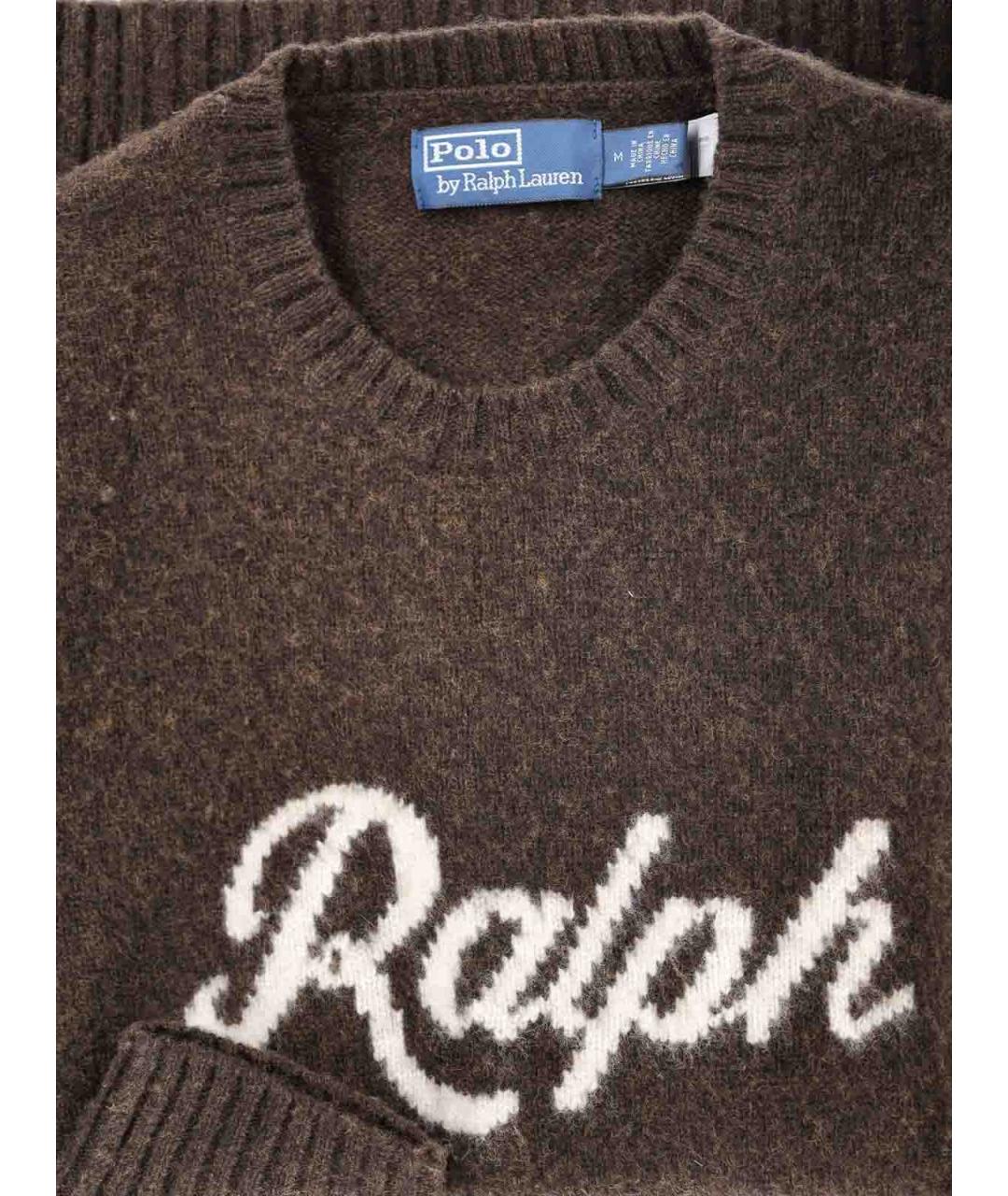 POLO RALPH LAUREN Коричневый шерстяной джемпер / свитер, фото 3