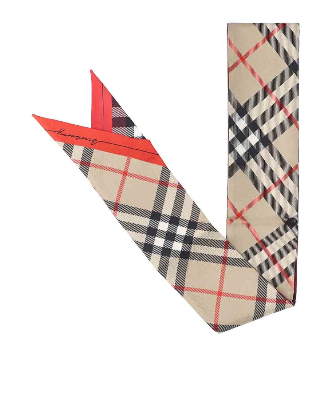 BURBERRY Бежевый шелковый платок, фото 1