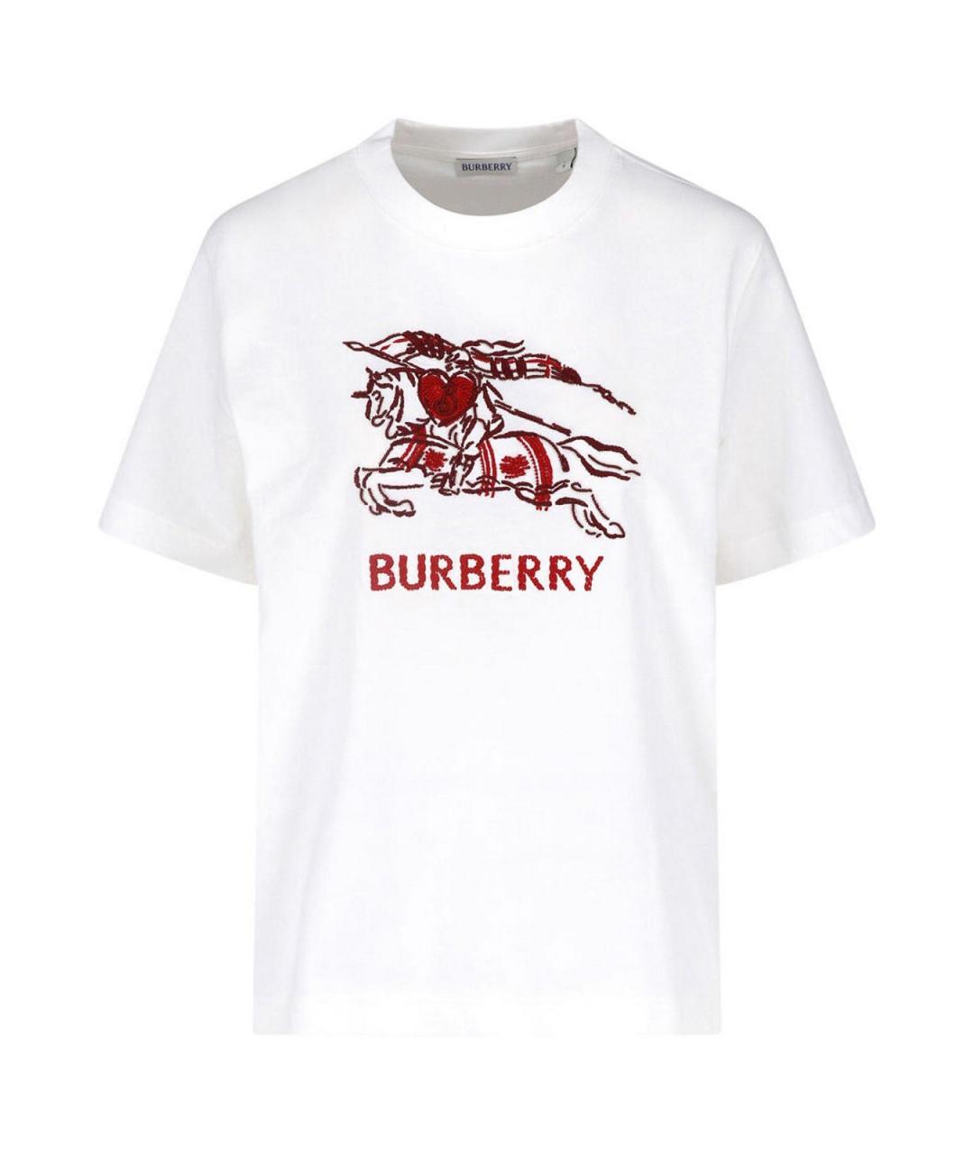 BURBERRY Белая хлопковая футболка, фото 1