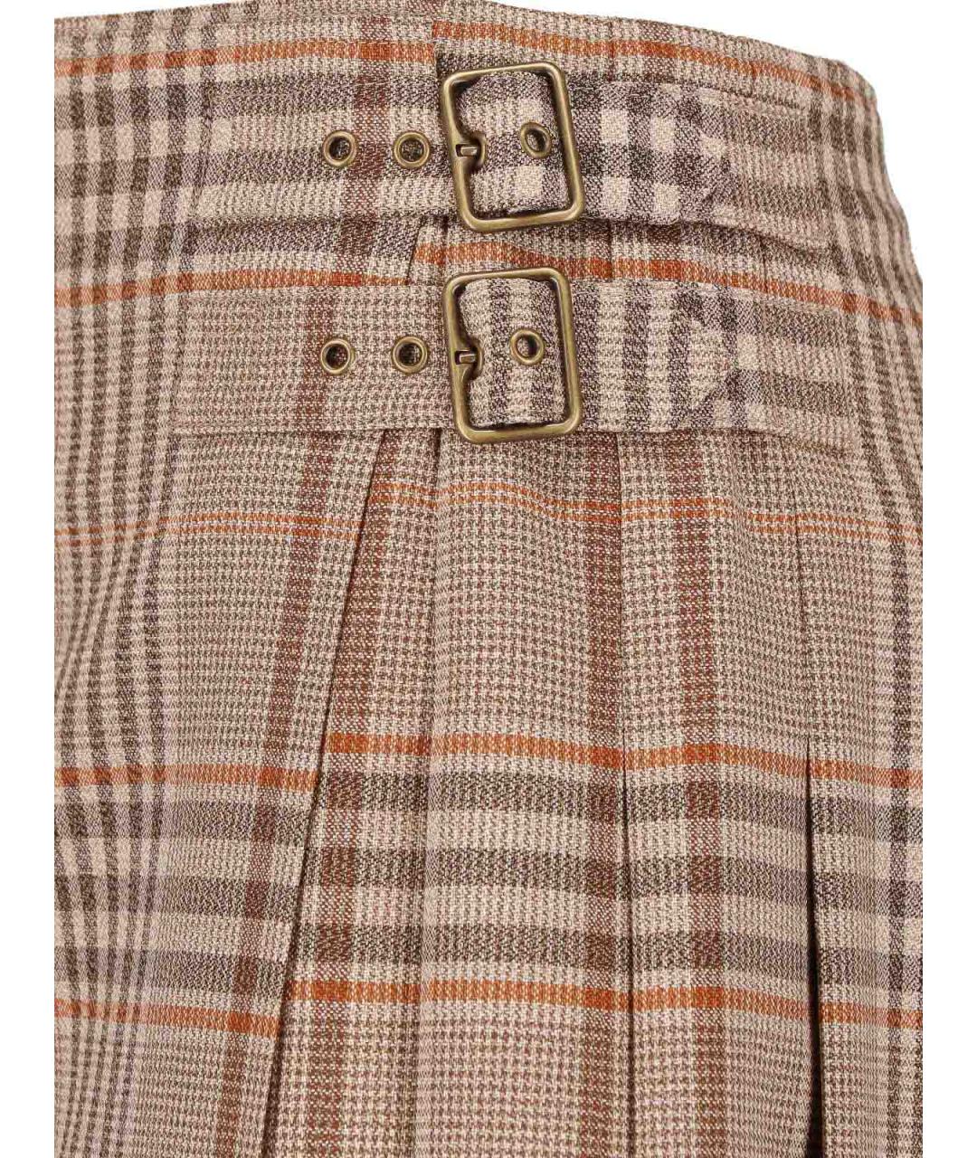 BURBERRY Бежевая шерстяная юбка миди, фото 4