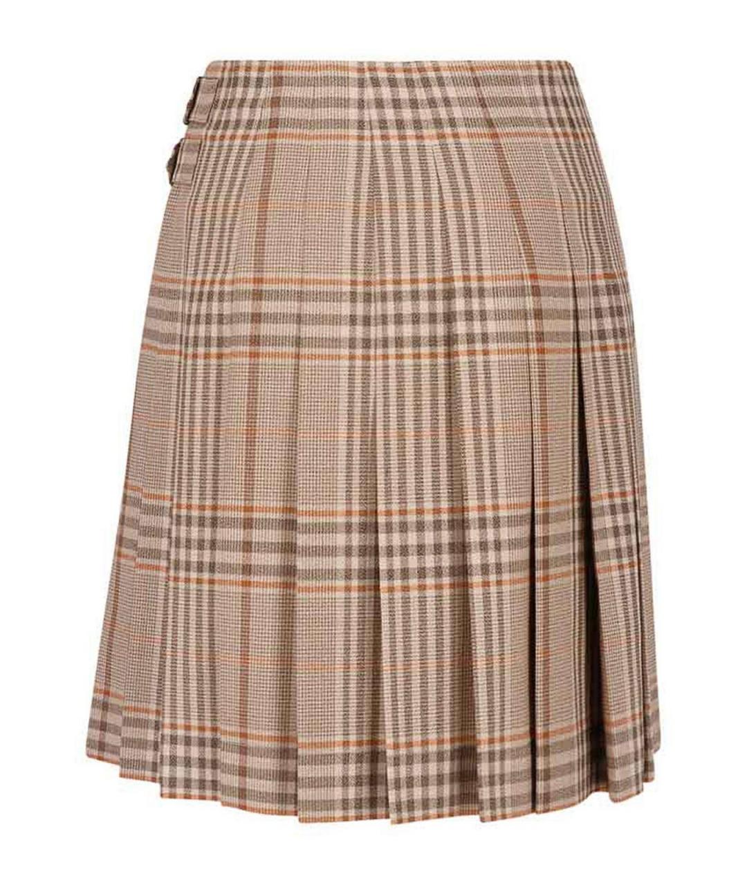 BURBERRY Бежевая шерстяная юбка миди, фото 2