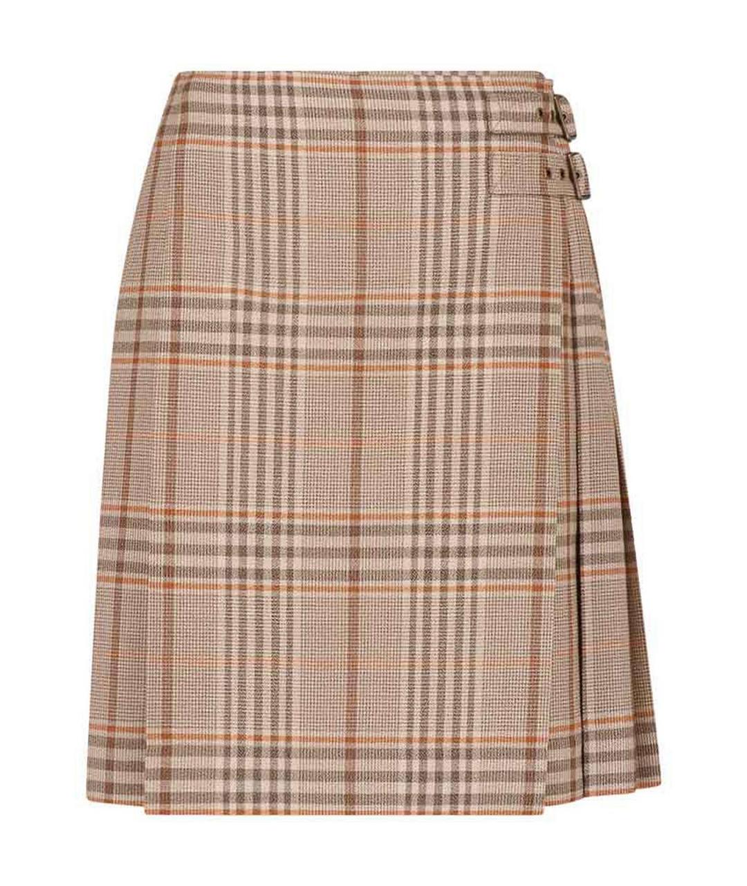 BURBERRY Бежевая шерстяная юбка миди, фото 1