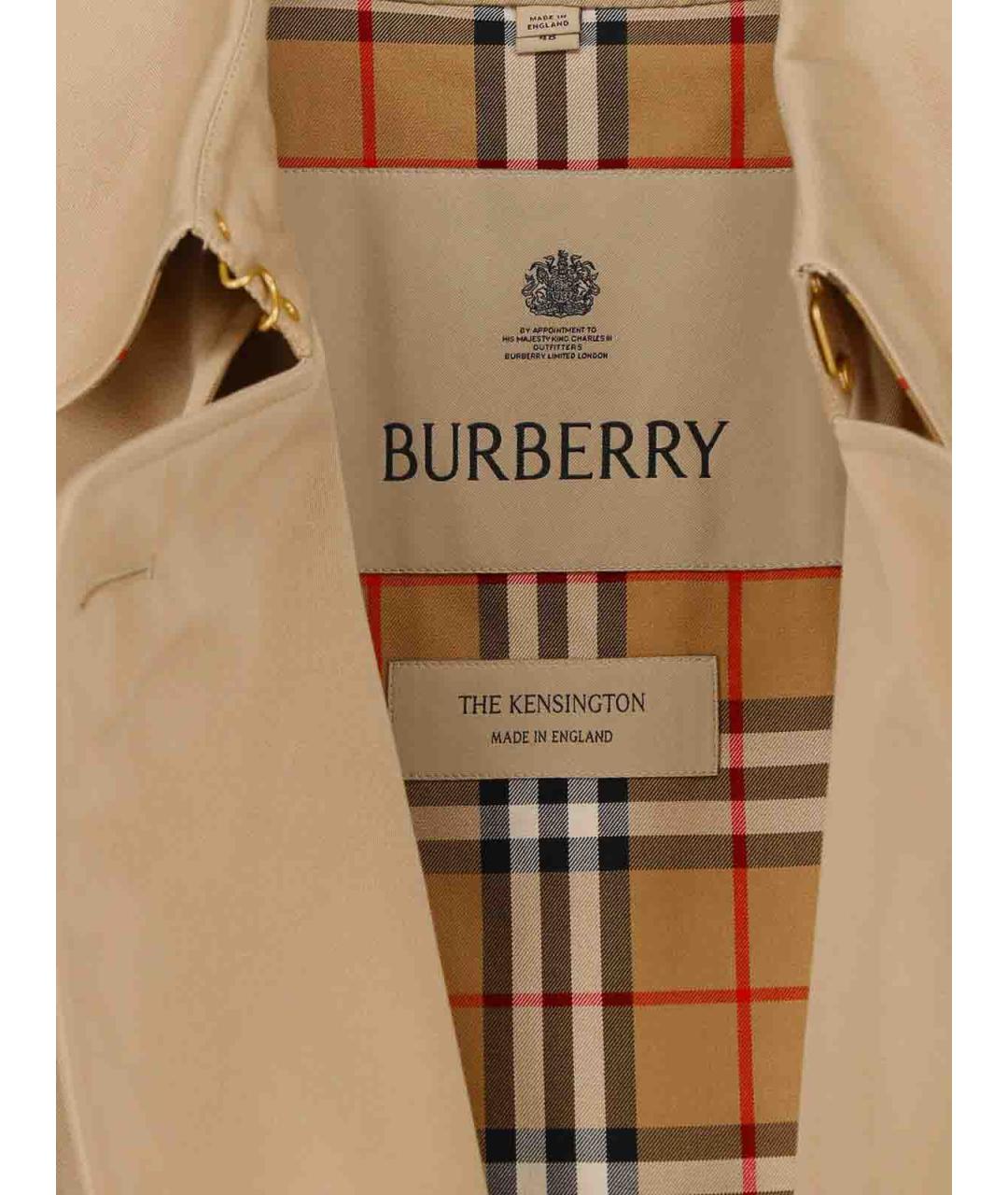BURBERRY Бежевый хлопковый тренч / плащ, фото 3