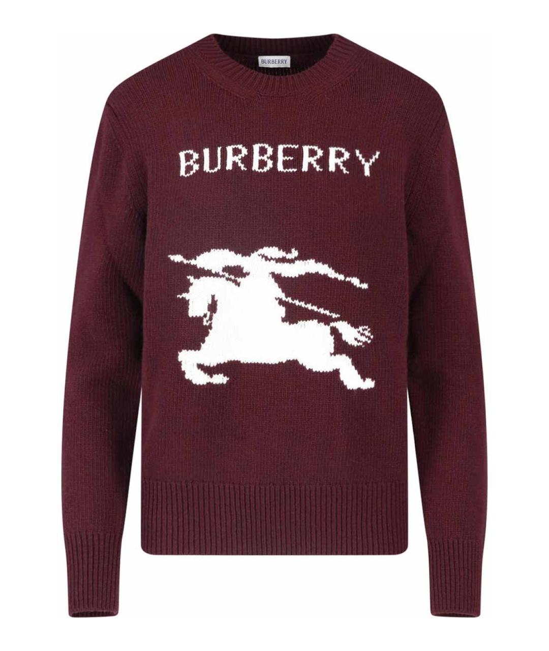 BURBERRY Бордовый шерстяной джемпер / свитер, фото 1