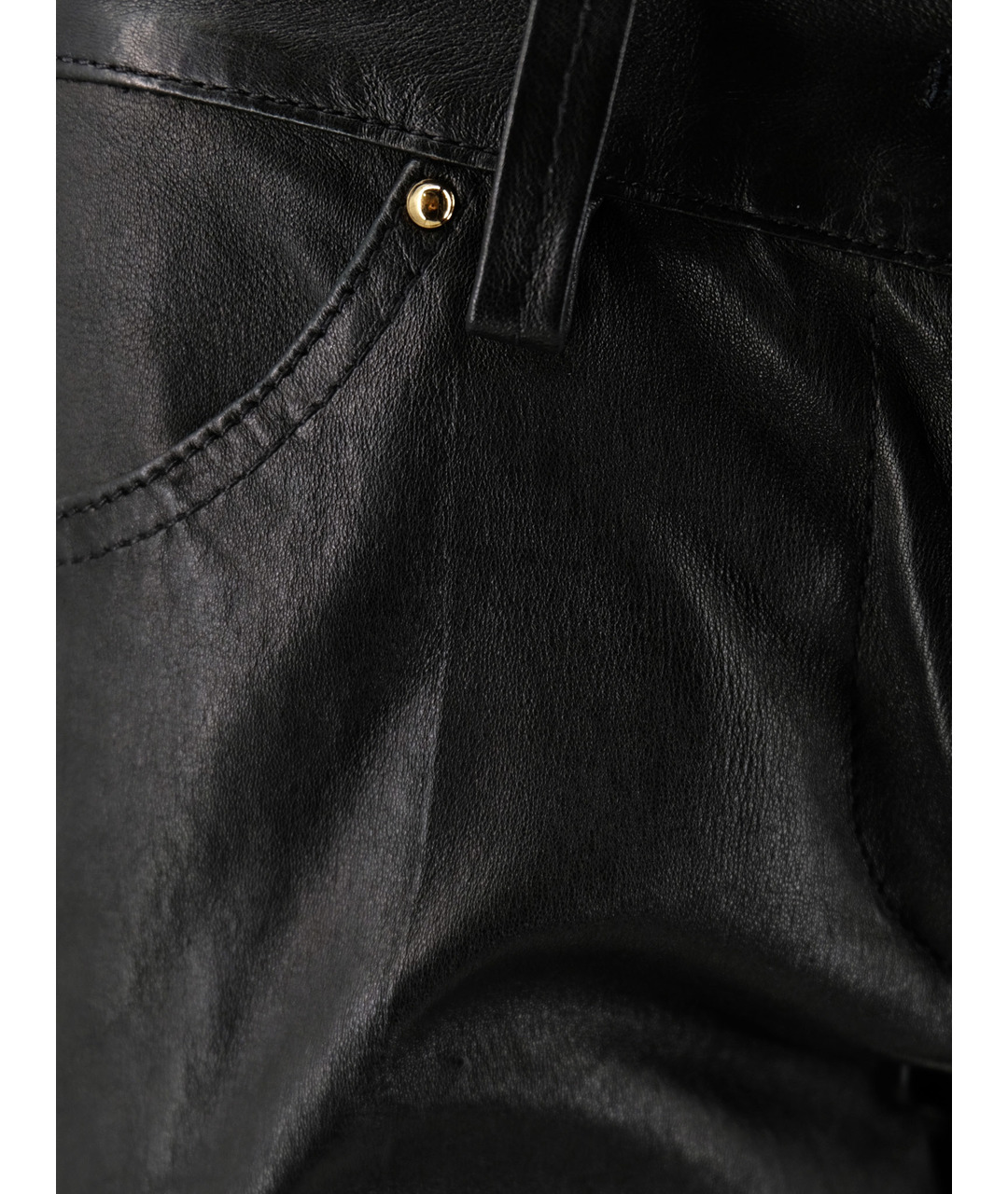 BARBARA BUI Черные кожаные брюки широкие, фото 4