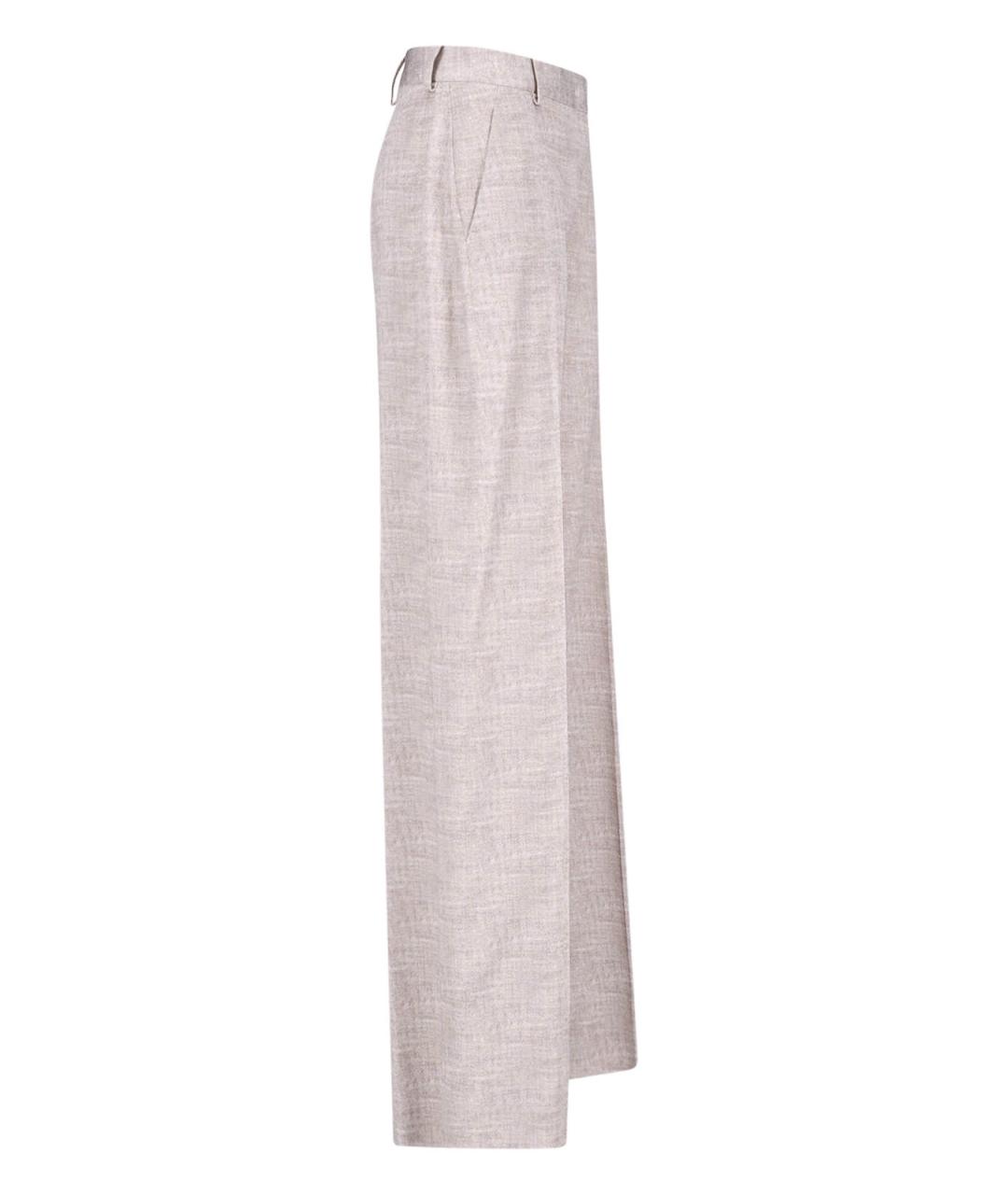 ERMANNO SCERVINO Бежевые вискозные прямые брюки, фото 3