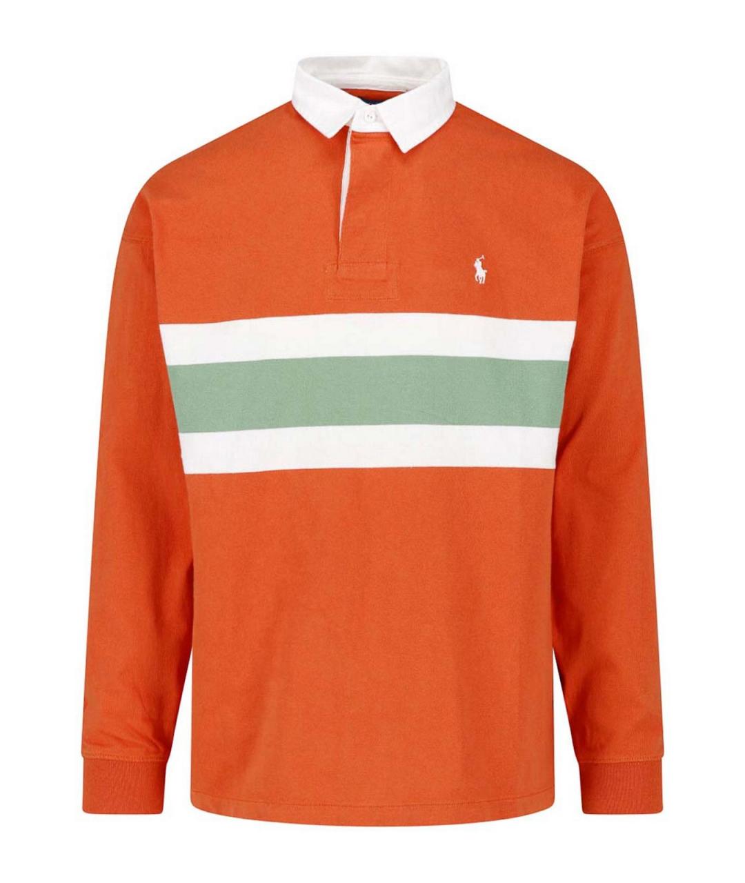 POLO RALPH LAUREN Оранжевое хлопковое поло с длинным рукавом, фото 1