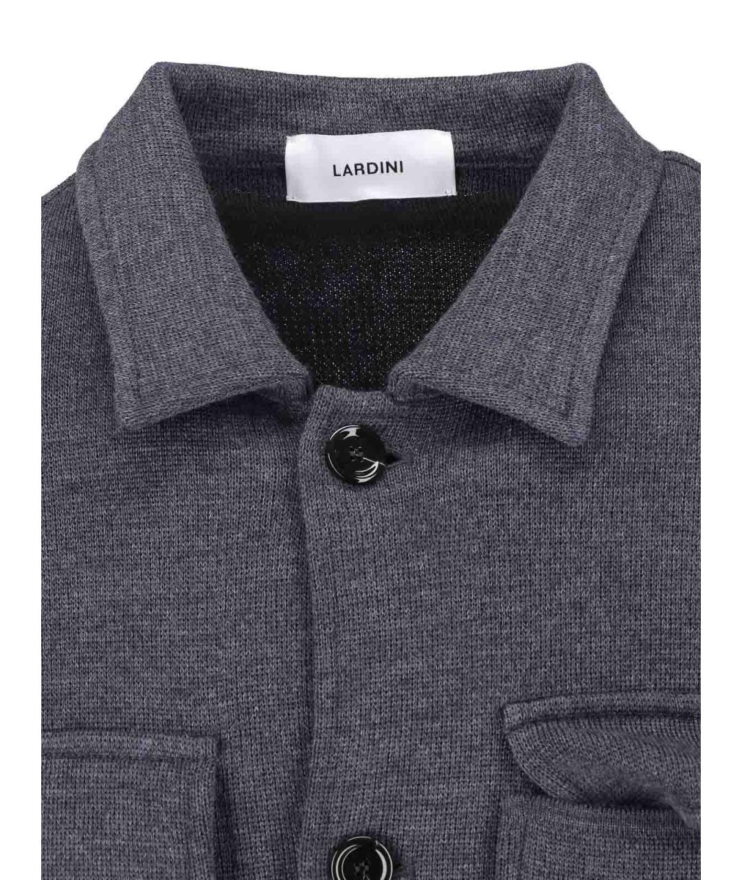 LARDINI Серая шерстяная кэжуал рубашка, фото 5