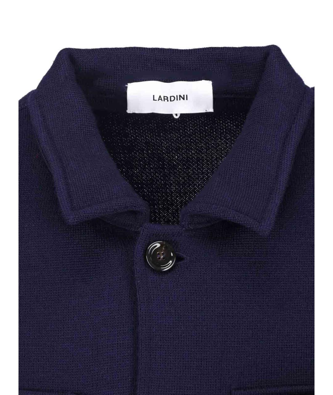 LARDINI Синяя шерстяная кэжуал рубашка, фото 4