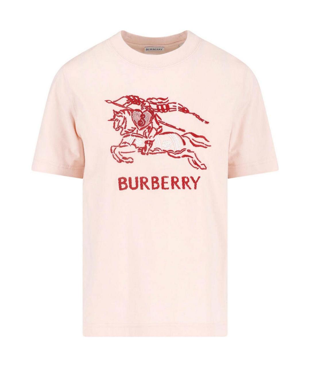 BURBERRY Розовая хлопковая футболка, фото 1