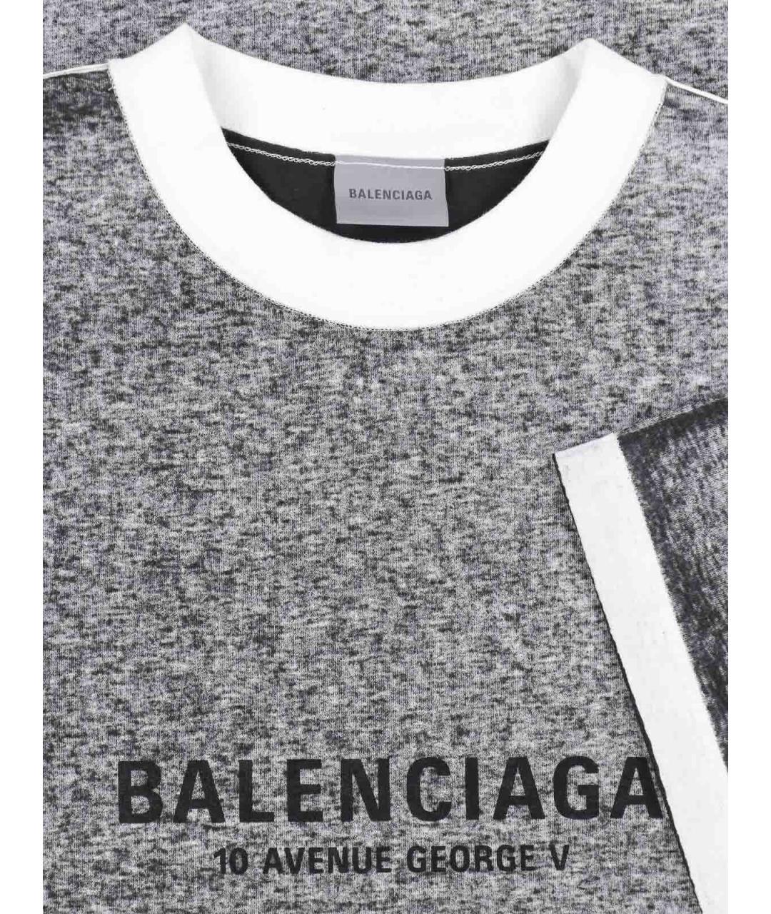 BALENCIAGA Серая хлопковая футболка, фото 3
