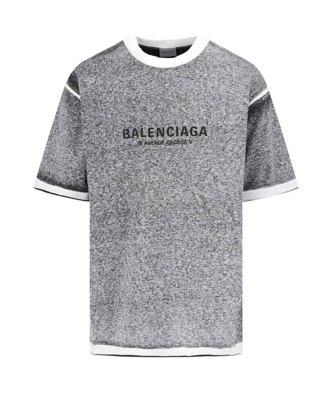 BALENCIAGA Серая хлопковая футболка, фото 1