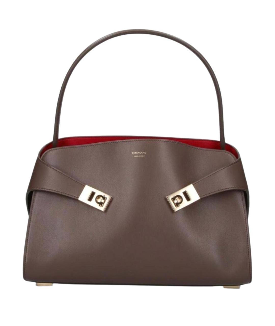 FERRAGAMO Коричневая кожаная сумка тоут, фото 1