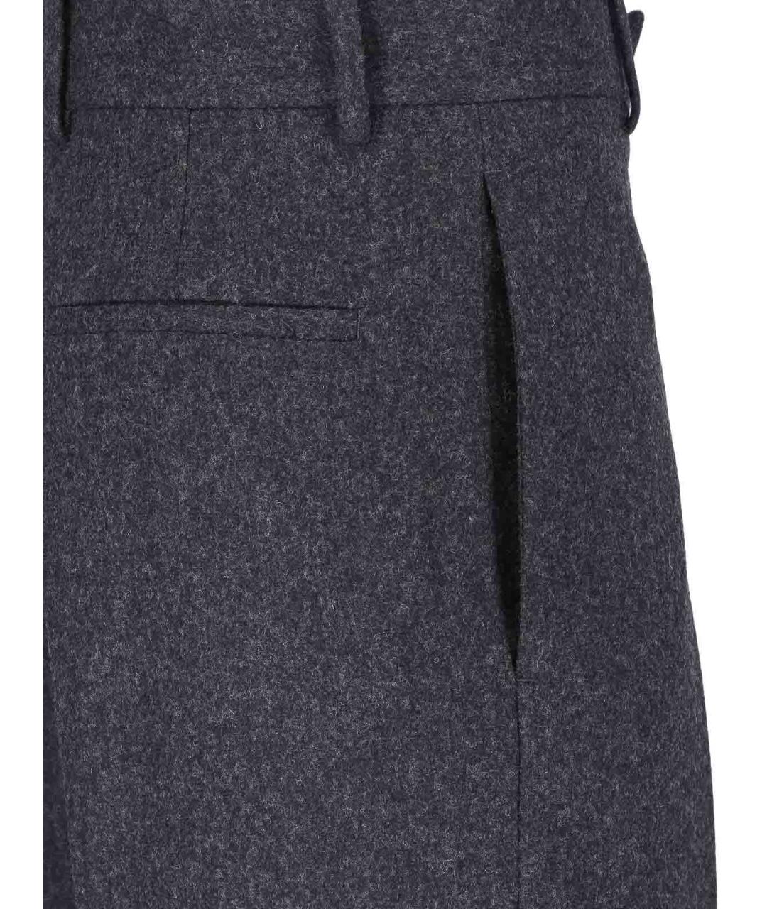 JIL SANDER Серые шерстяные повседневные брюки, фото 4