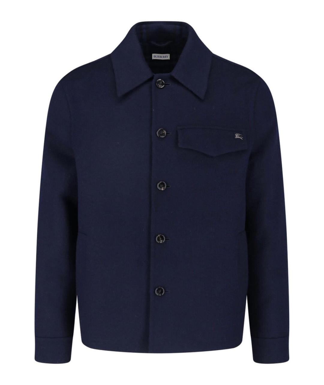 BURBERRY Синяя шерстяная куртка, фото 1