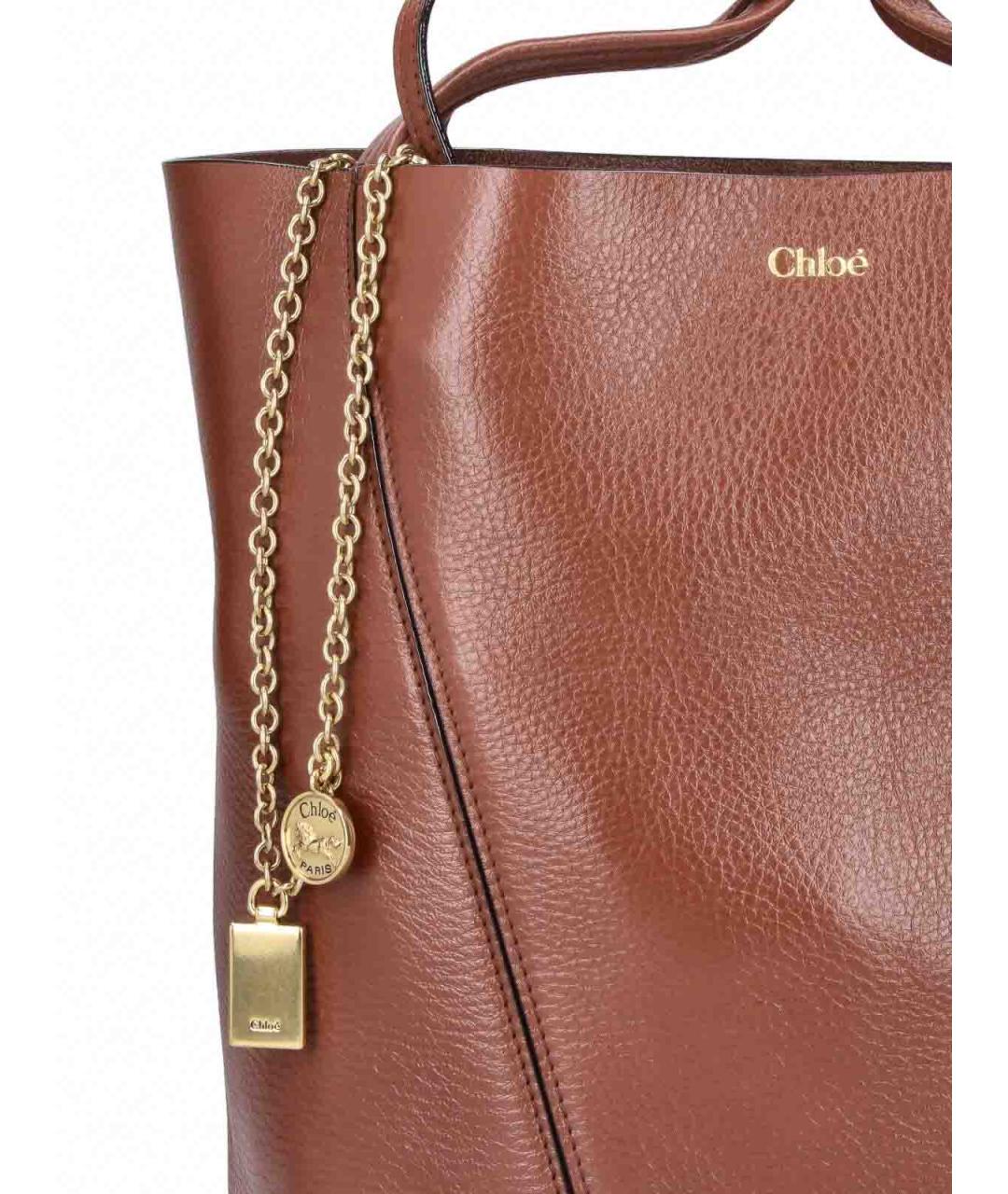 CHLOE Коричневая кожаная сумка тоут, фото 7