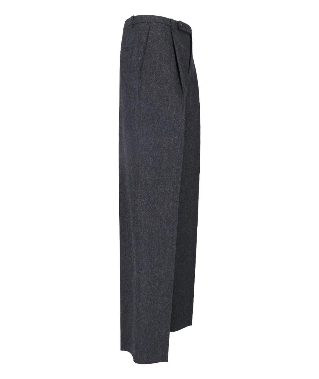 JIL SANDER Серые шерстяные повседневные брюки, фото 3