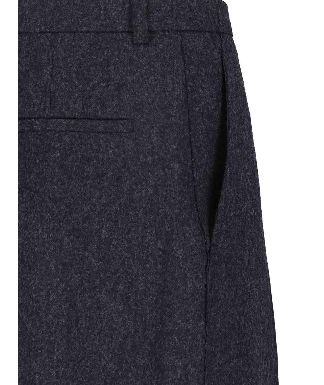 JIL SANDER Серые шерстяные повседневные брюки, фото 4