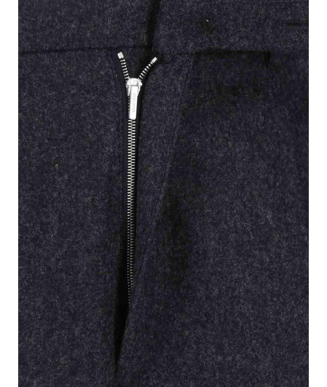 JIL SANDER Серые шерстяные повседневные брюки, фото 5