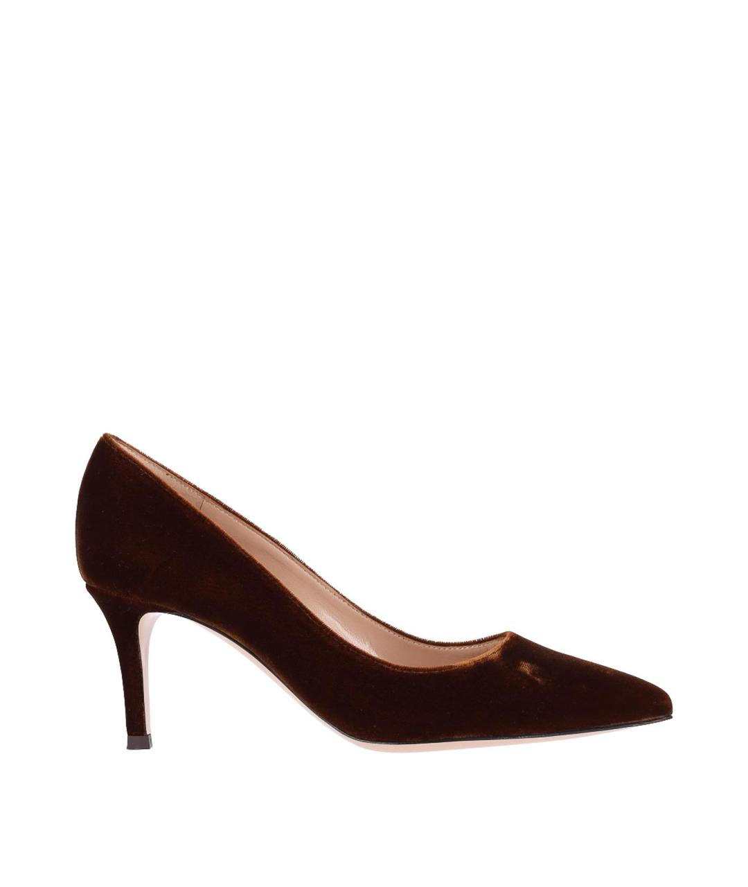 GIANVITO ROSSI Коричневые бархатные туфли, фото 6