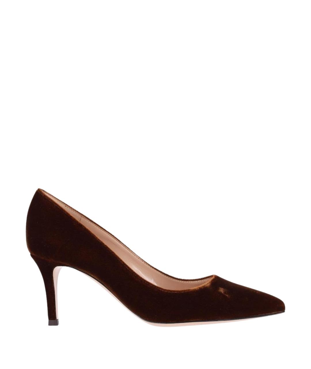 GIANVITO ROSSI Коричневые бархатные туфли, фото 1