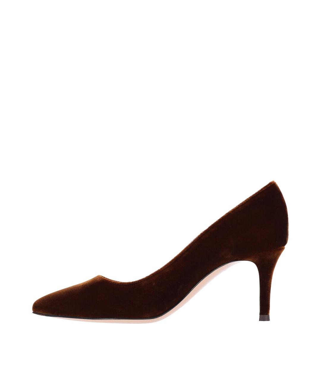 GIANVITO ROSSI Коричневые бархатные туфли, фото 3