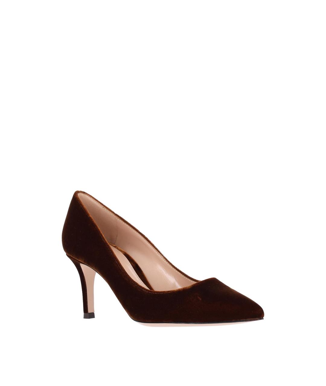 GIANVITO ROSSI Коричневые бархатные туфли, фото 2