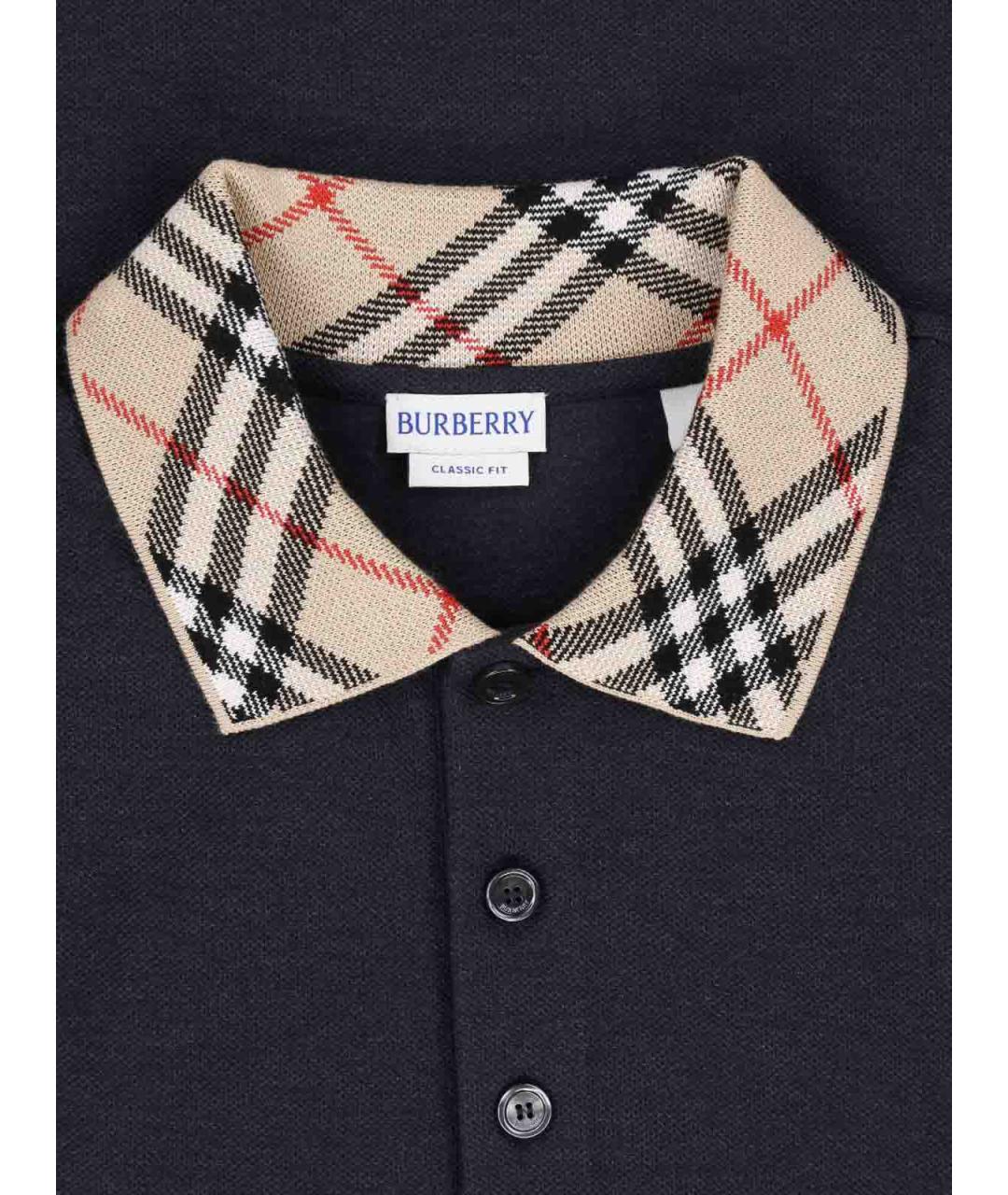 BURBERRY Серое хлопковое поло с коротким рукавом, фото 3
