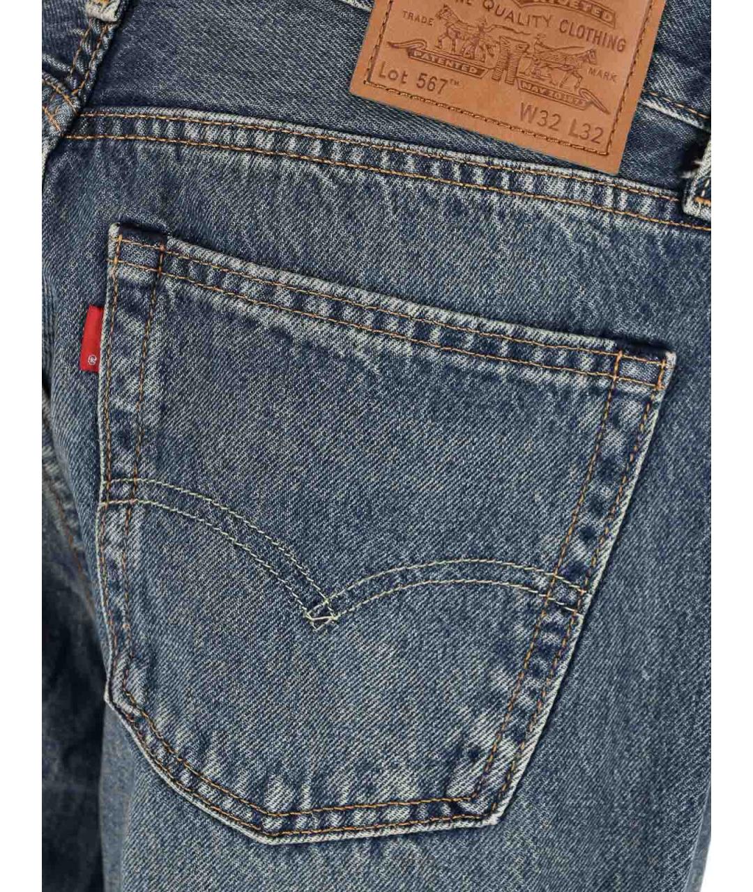 LEVI'S Синие хлопковые прямые джинсы, фото 5