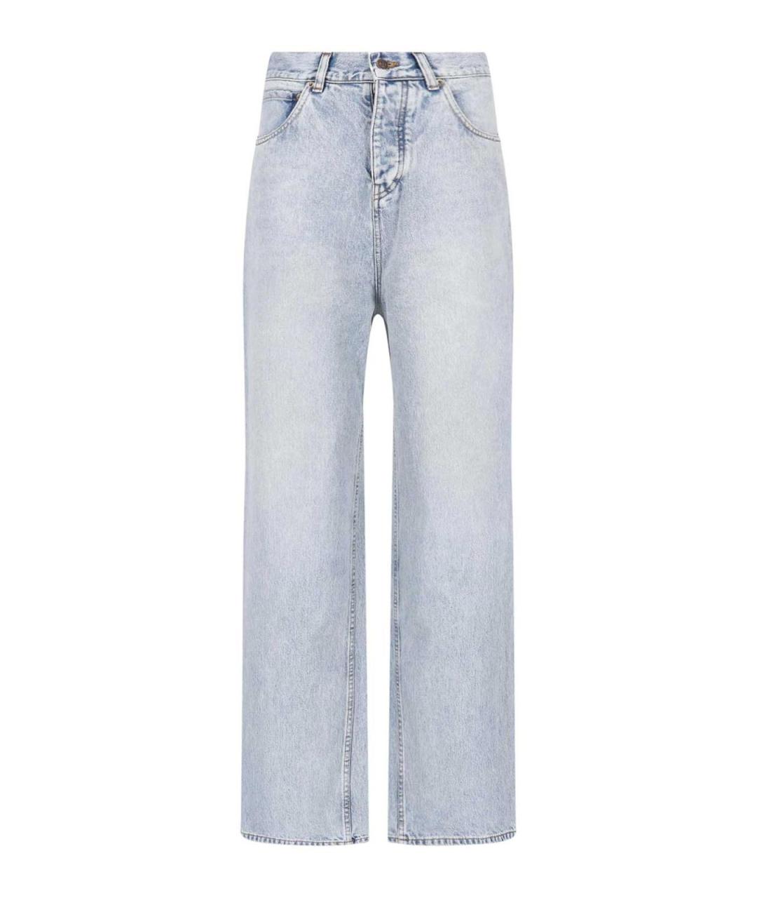 BALENCIAGA Голубые хлопковые прямые джинсы, фото 1