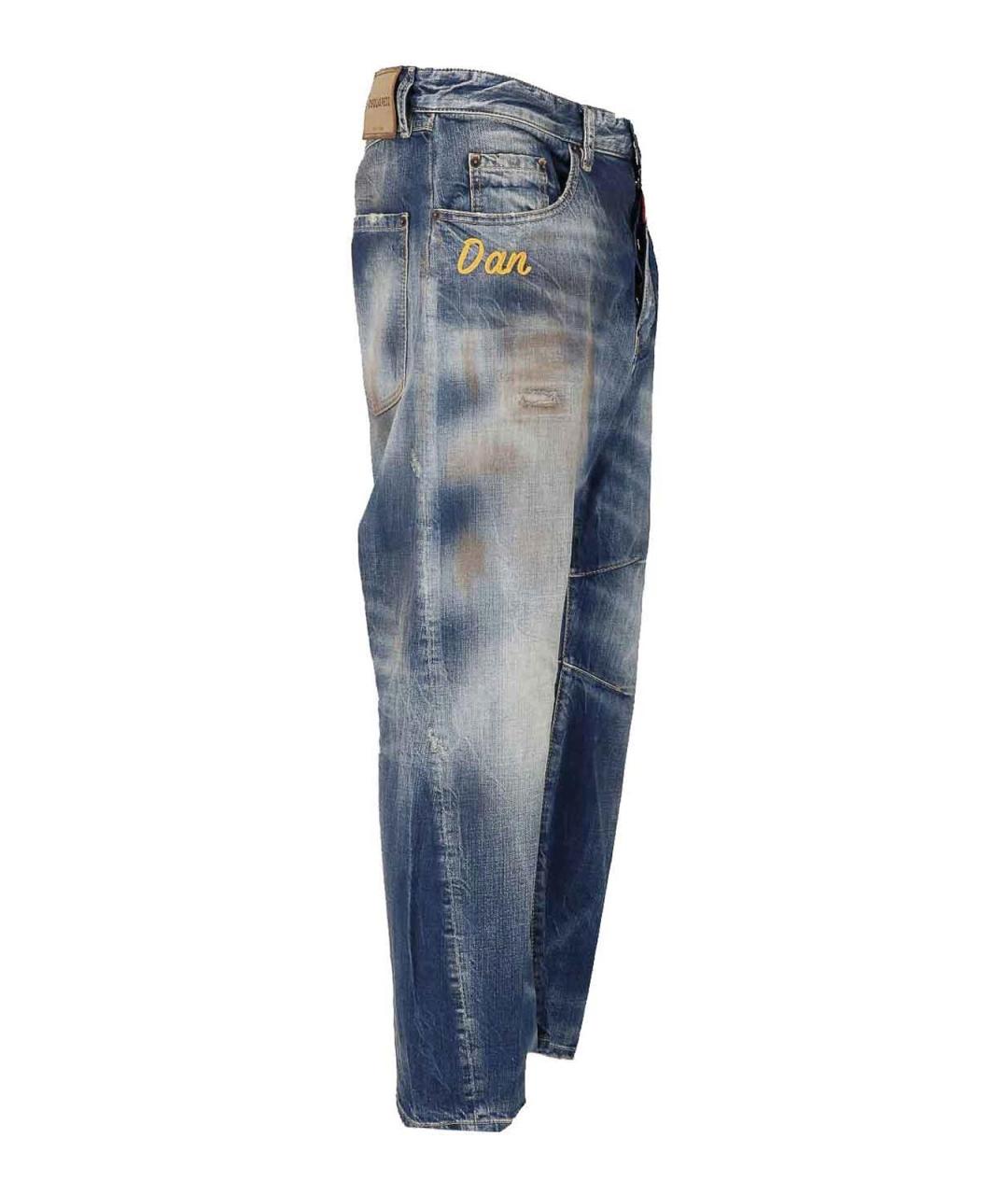 DSQUARED2 Синие хлопковые прямые джинсы, фото 3
