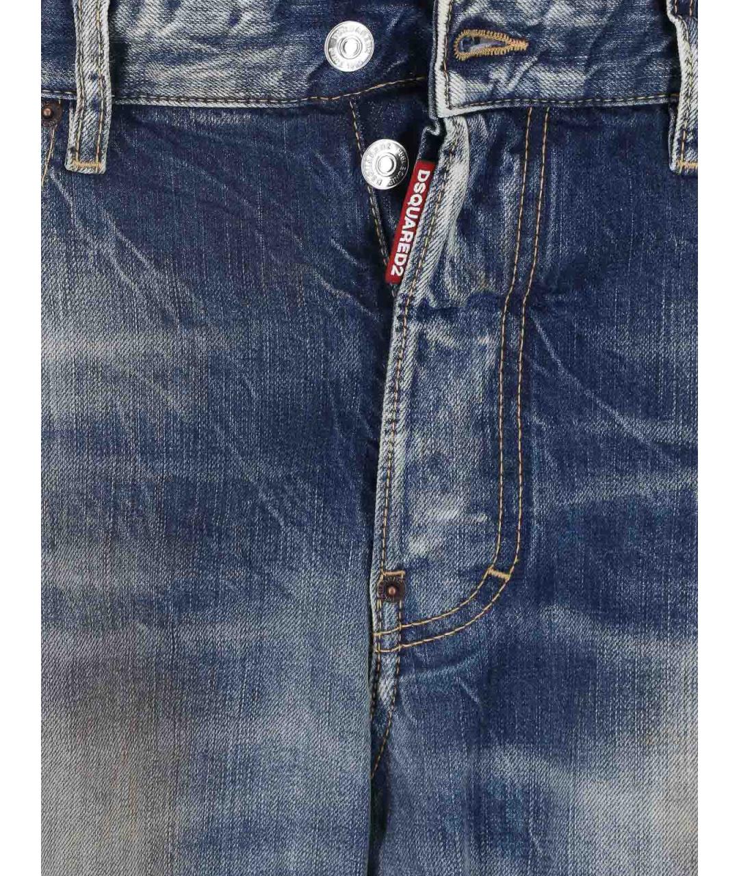DSQUARED2 Синие хлопковые прямые джинсы, фото 5