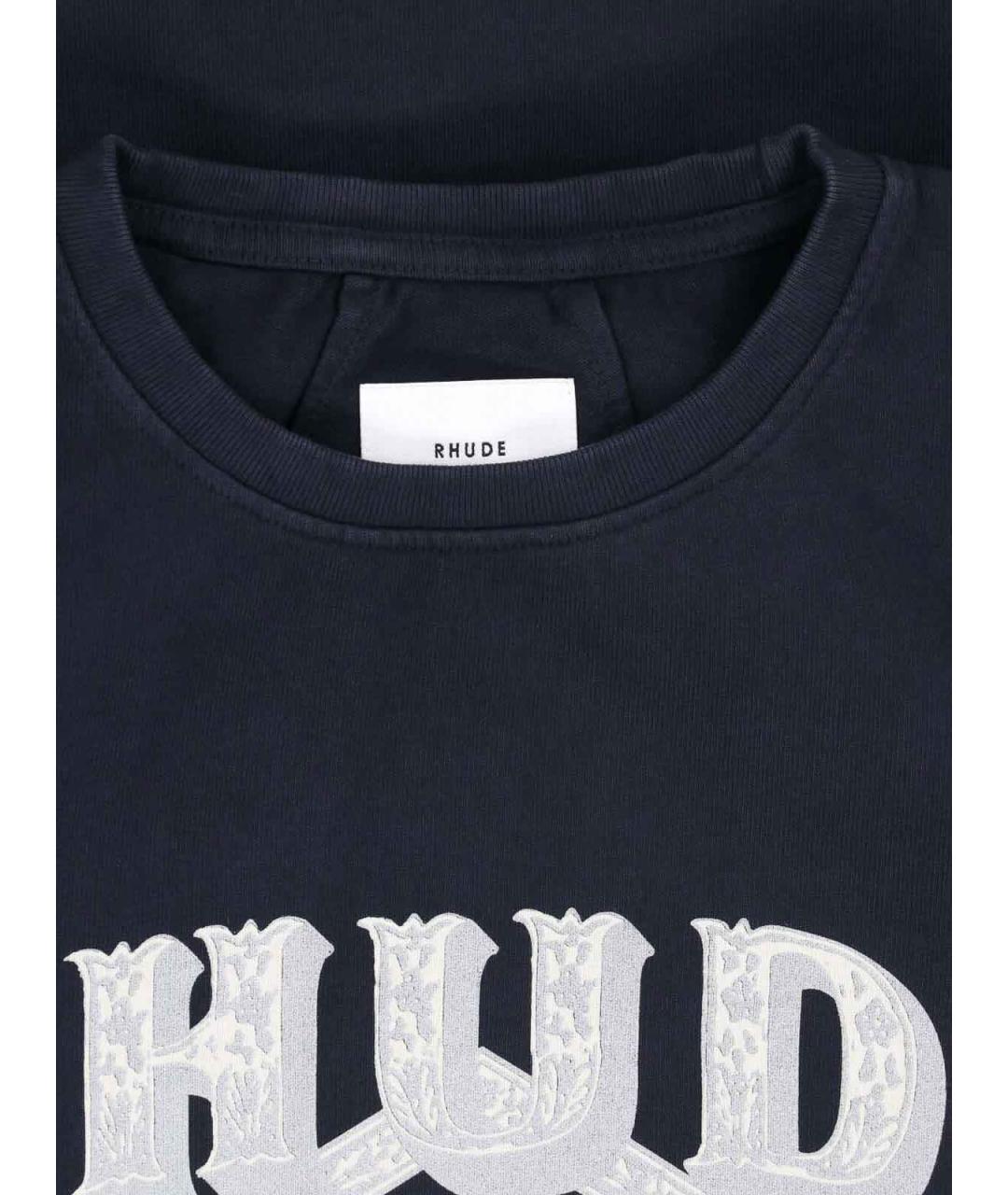 RHUDE Черная хлопковая футболка, фото 3