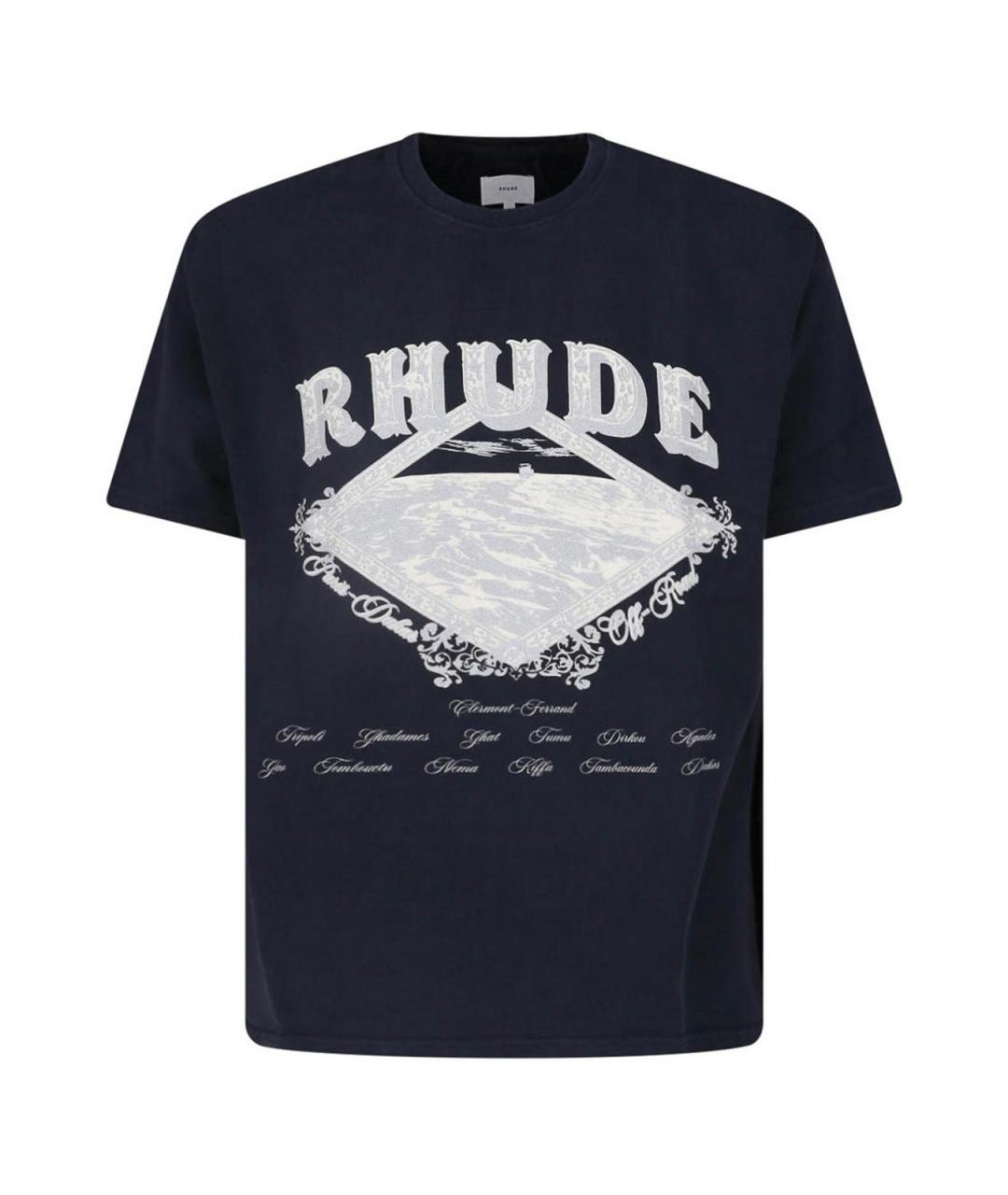 RHUDE Черная хлопковая футболка, фото 1
