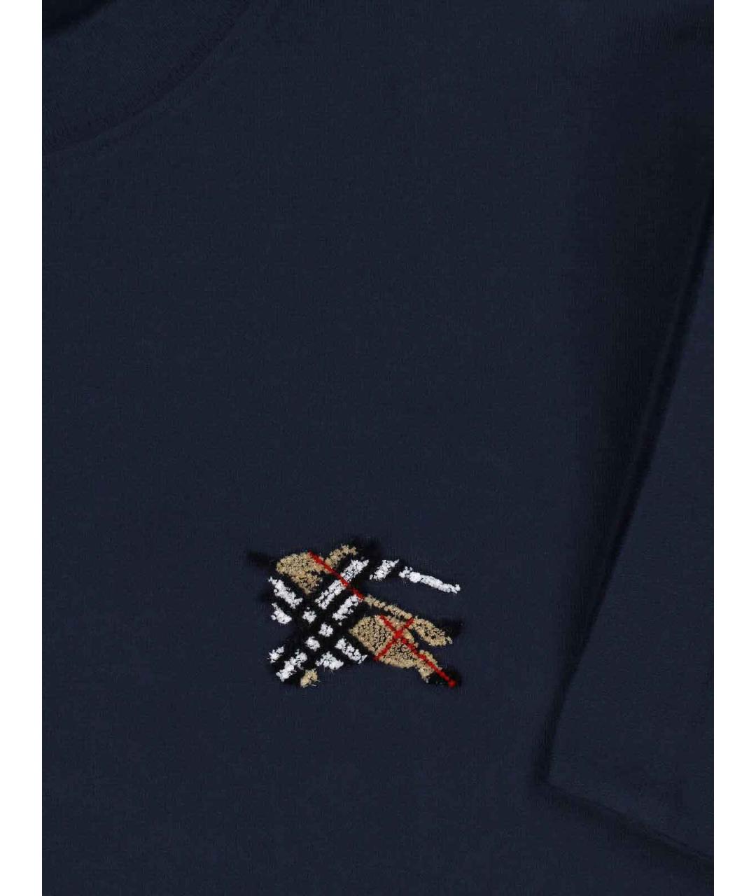 BURBERRY Синяя хлопковая футболка, фото 3