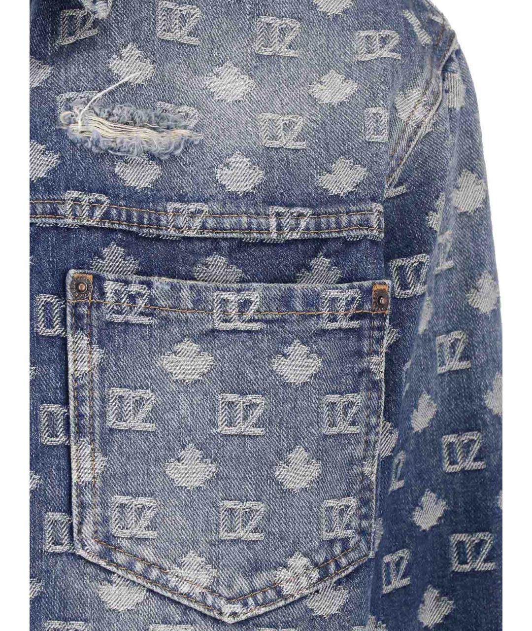 DSQUARED2 Синяя хлопковая кэжуал рубашка, фото 4