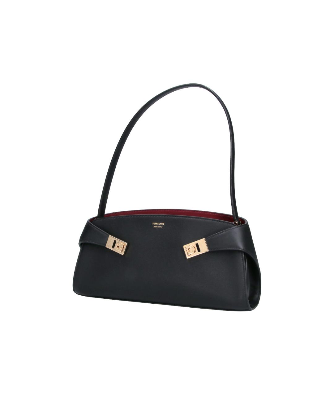 FERRAGAMO Черная кожаная сумка через плечо, фото 2