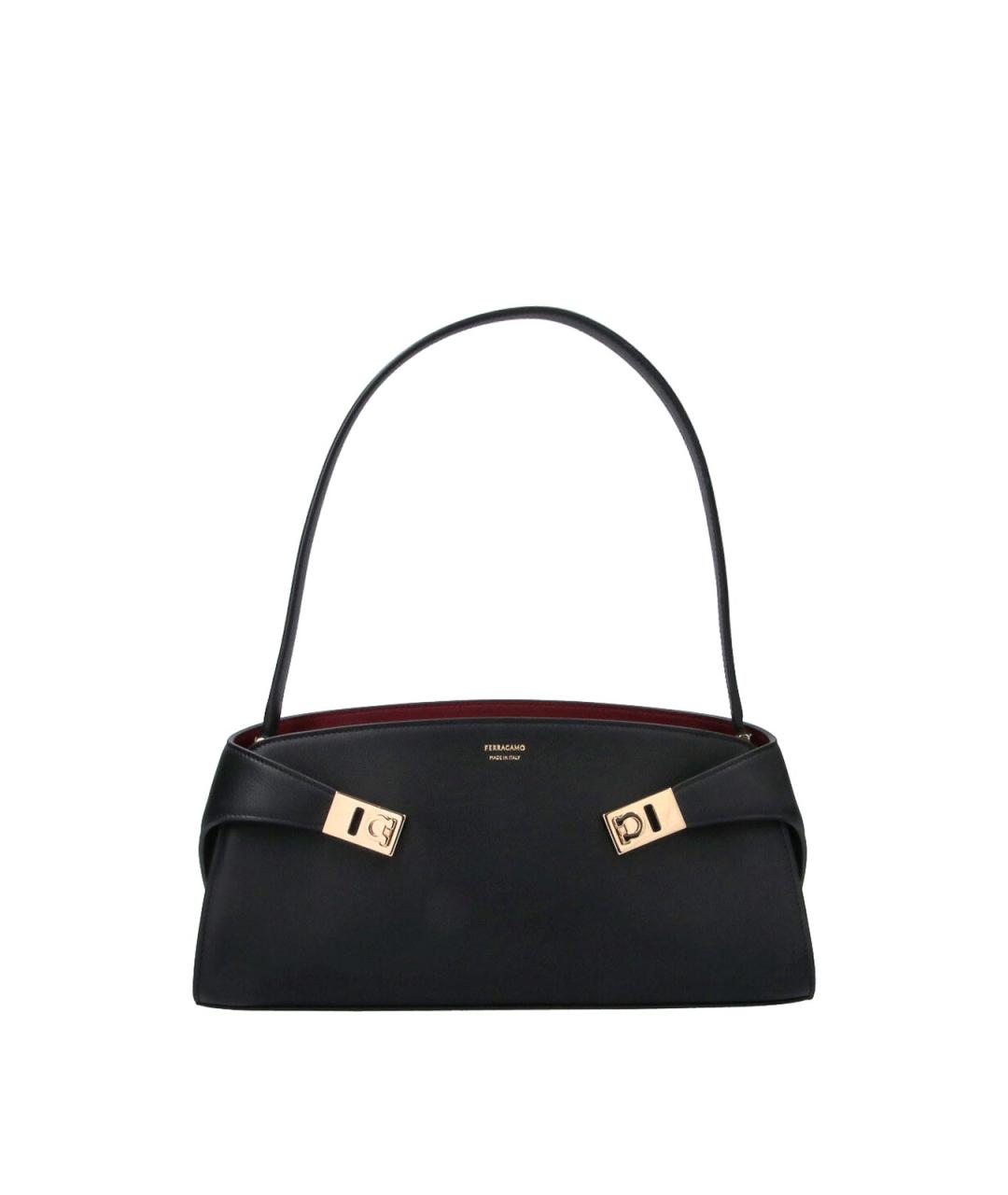 FERRAGAMO Черная кожаная сумка через плечо, фото 6