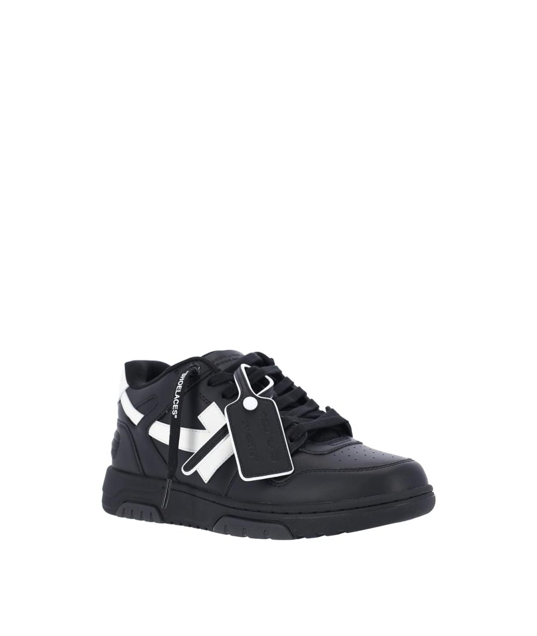 OFF-WHITE Черные кожаные низкие кроссовки / кеды, фото 2