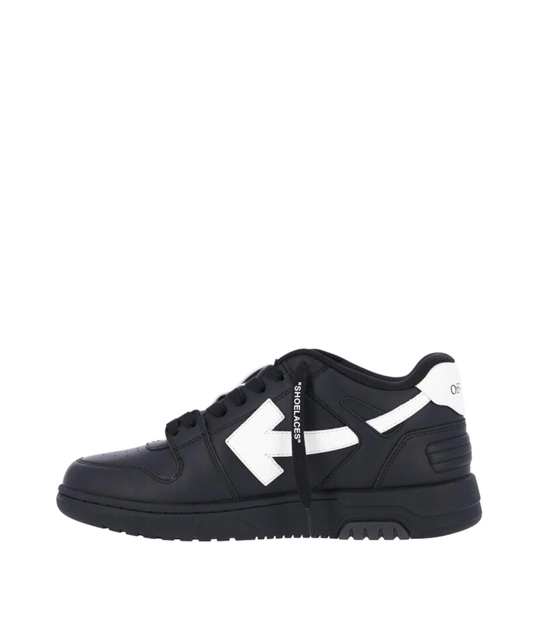 OFF-WHITE Черные кожаные низкие кроссовки / кеды, фото 3