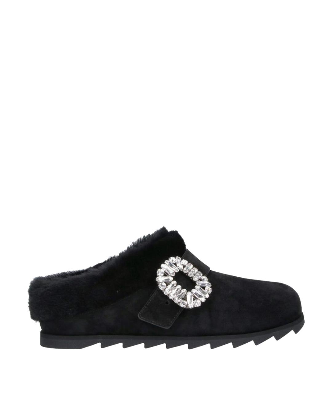 ROGER VIVIER Черные замшевые сабо, фото 1