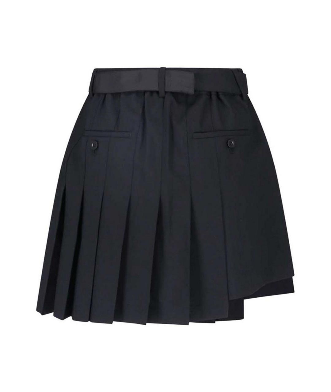 SACAI Черная шерстяная юбка-шорты, фото 2