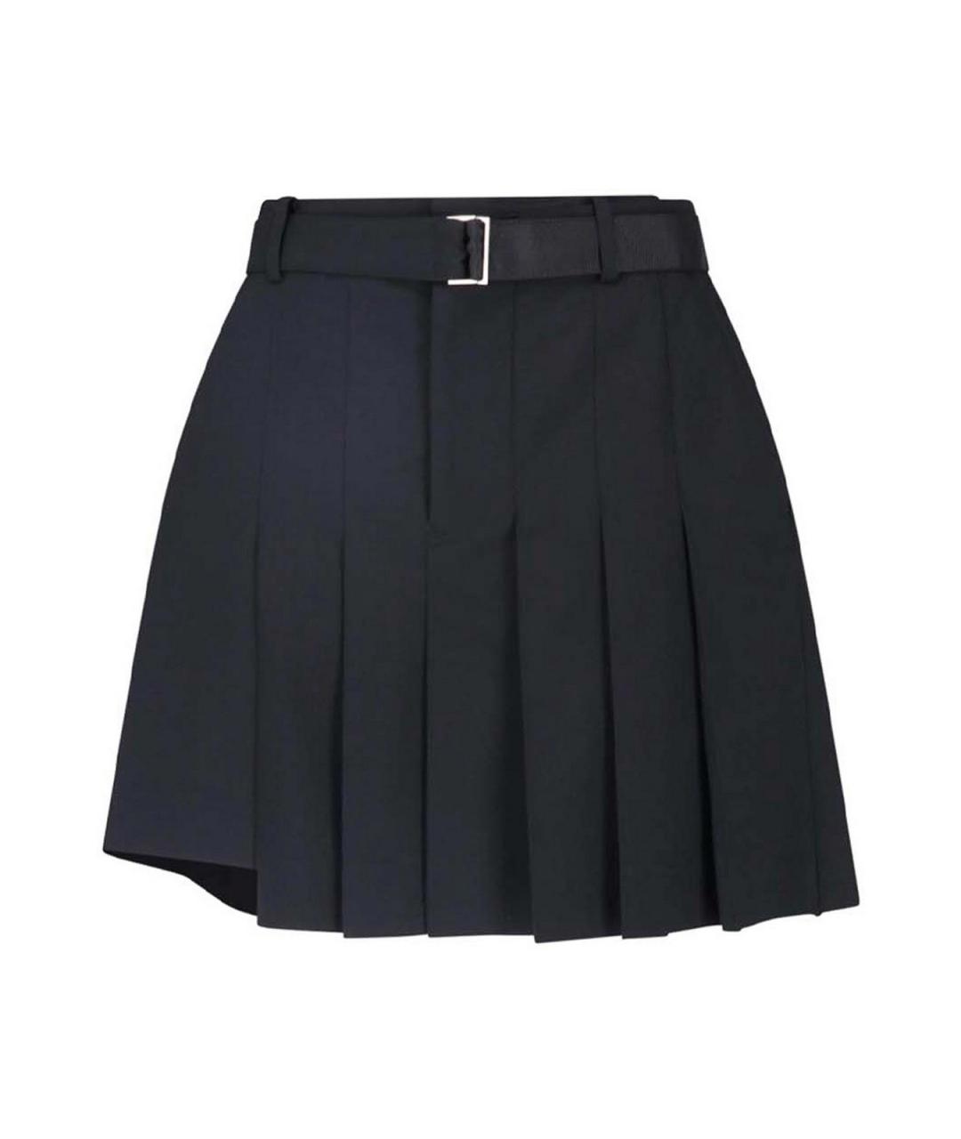 SACAI Черная шерстяная юбка-шорты, фото 1