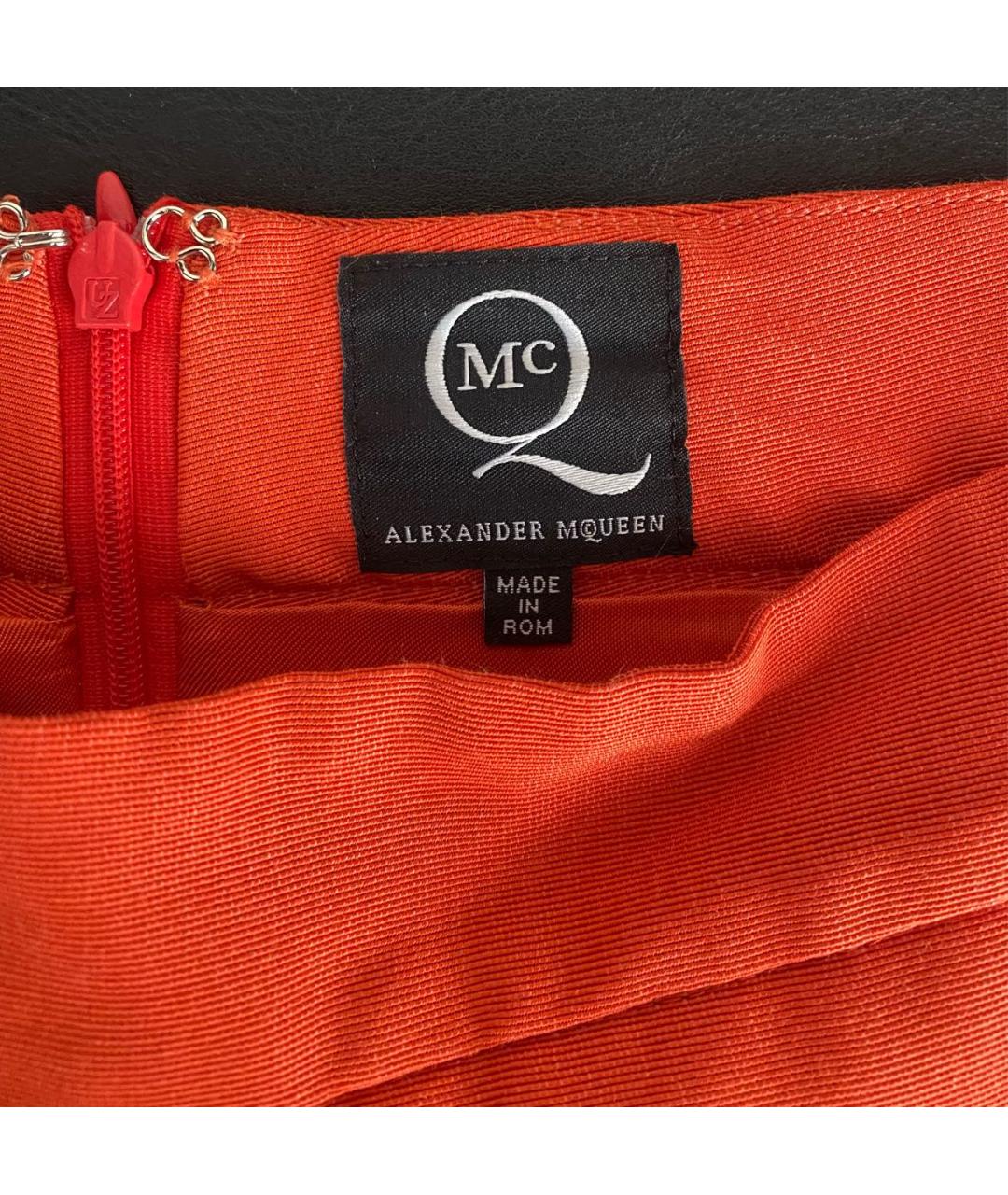 ALEXANDER MCQUEEN Оранжевая вискозная юбка мини, фото 3