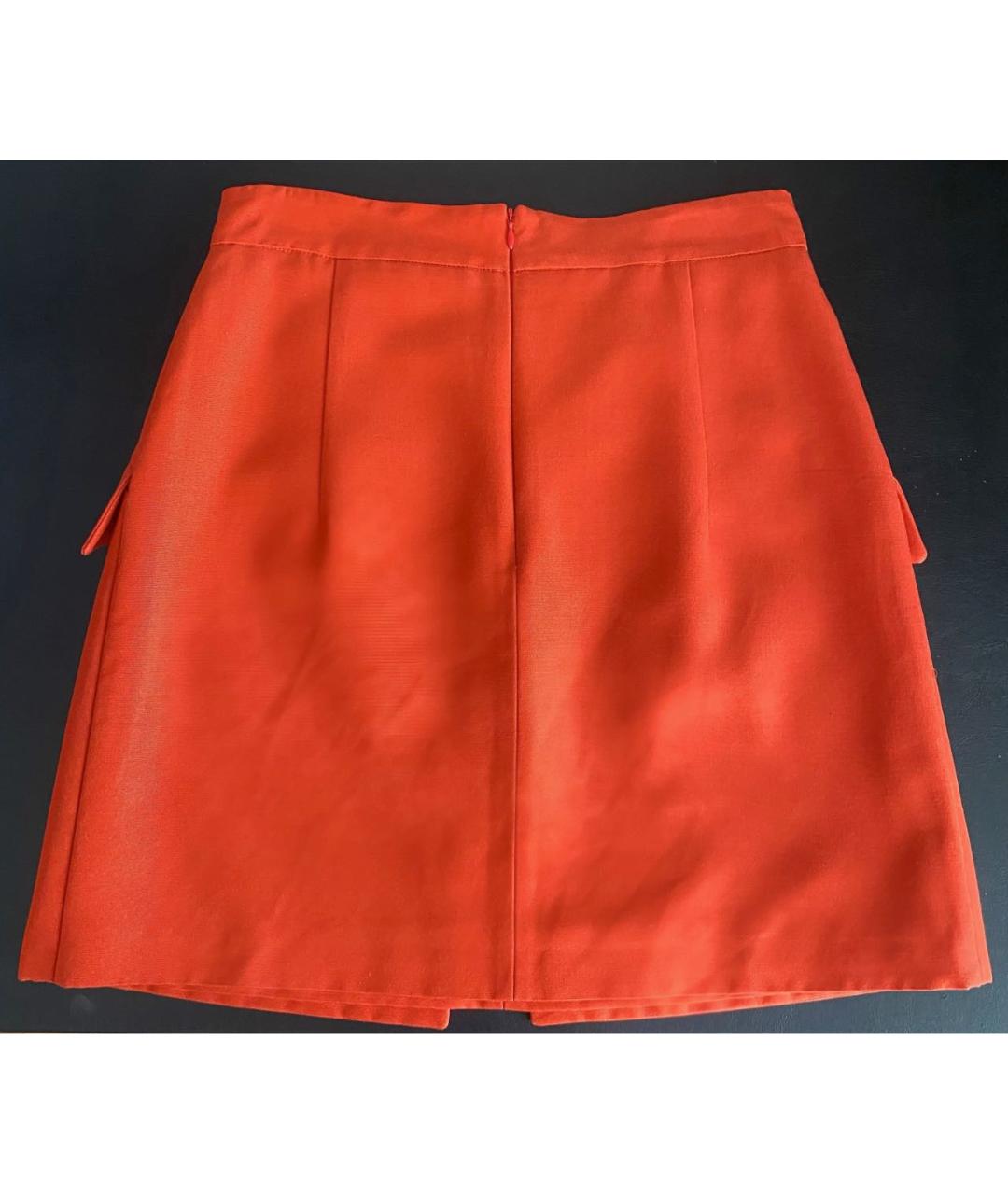 ALEXANDER MCQUEEN Оранжевая вискозная юбка мини, фото 2