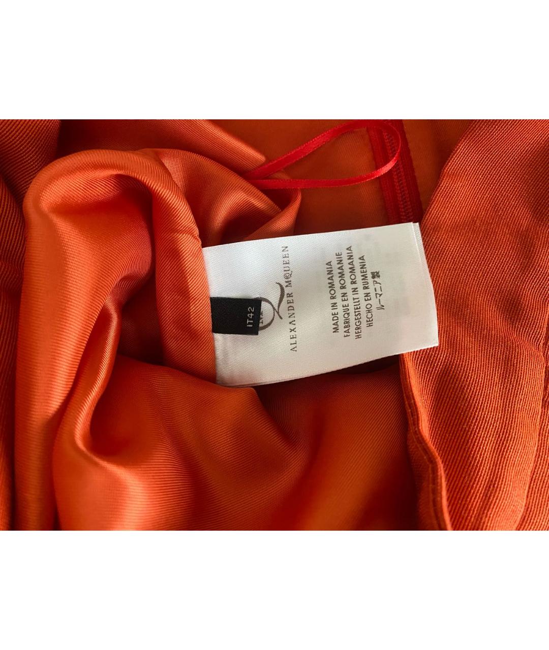 ALEXANDER MCQUEEN Оранжевая вискозная юбка мини, фото 4